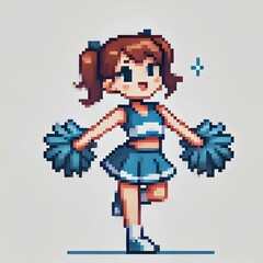Cheerleader in Pixel Art Style