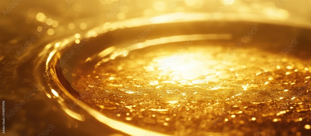 Poster Bokeh light reflections in warm golden tones creating an abstract festive background for celebrations and events during winter evenings