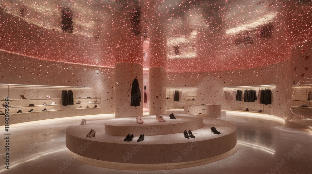 Poster elegant retail space featuring minimalist design and stylish displays.