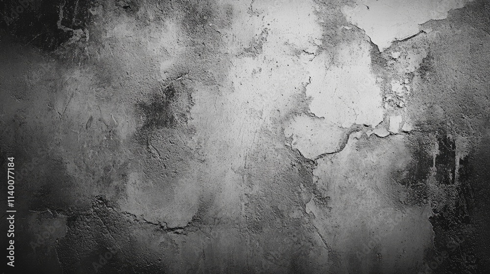 Poster grungy concrete wall texture with peeling paint and cracks for backgrounds in industrial or urban de