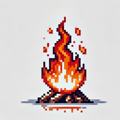 Obraz premium Minimalist Fire in Pixel Style