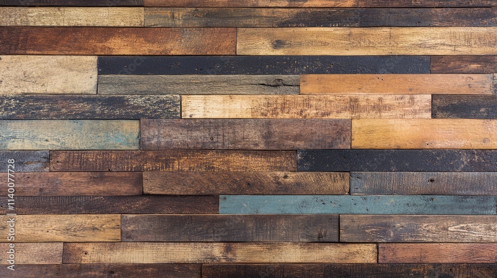 Aufkleber rustic weathered wood wall texture with rich colors and varying finishes ideal for background or des