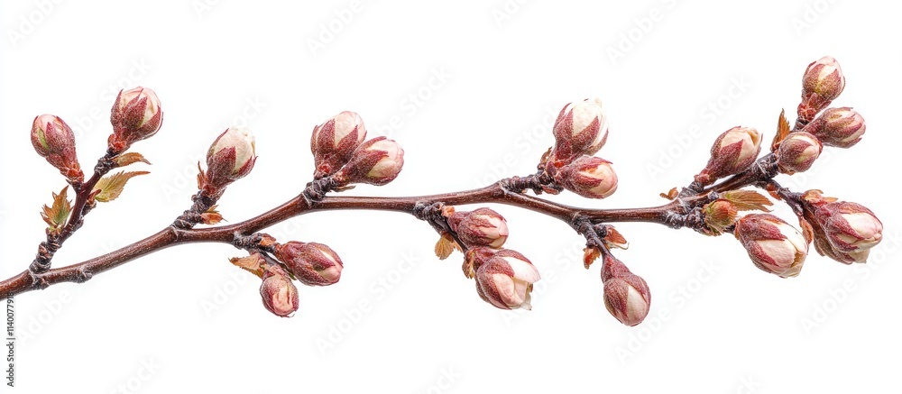 Poster willow branches with delicate buds on white background perfect for natural themes in designs and pri