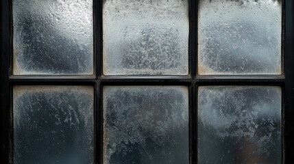 Abstract dark gray stained window glass texture with dust and dirt for backgrounds or creative design projects.