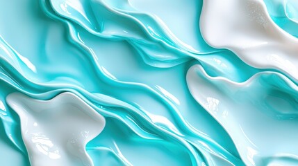 Obraz premium Abstract Fluid Patterns of Blue and White Waves on Smooth Background Surface