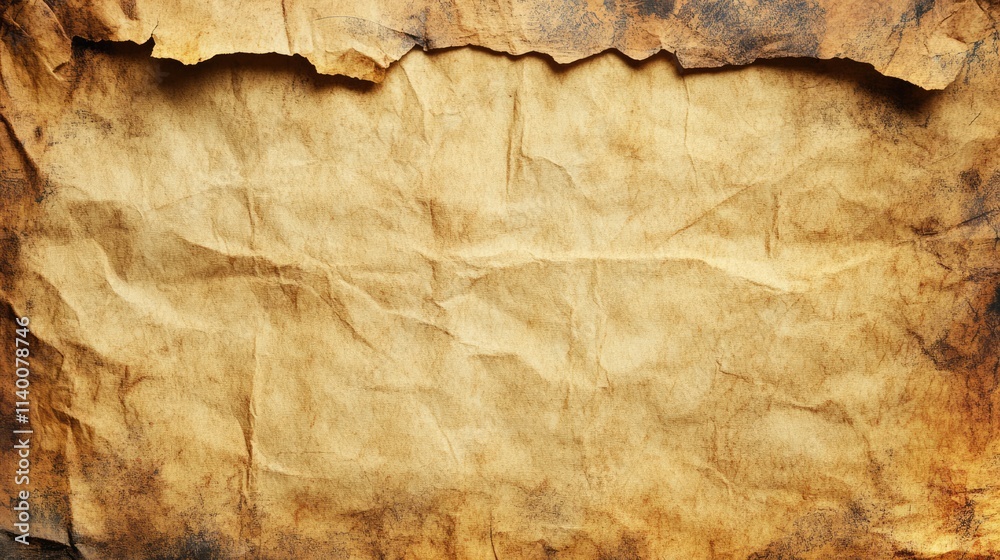 Poster worn vintage paper texture with creases and aged stains for backgrounds or graphic design projects