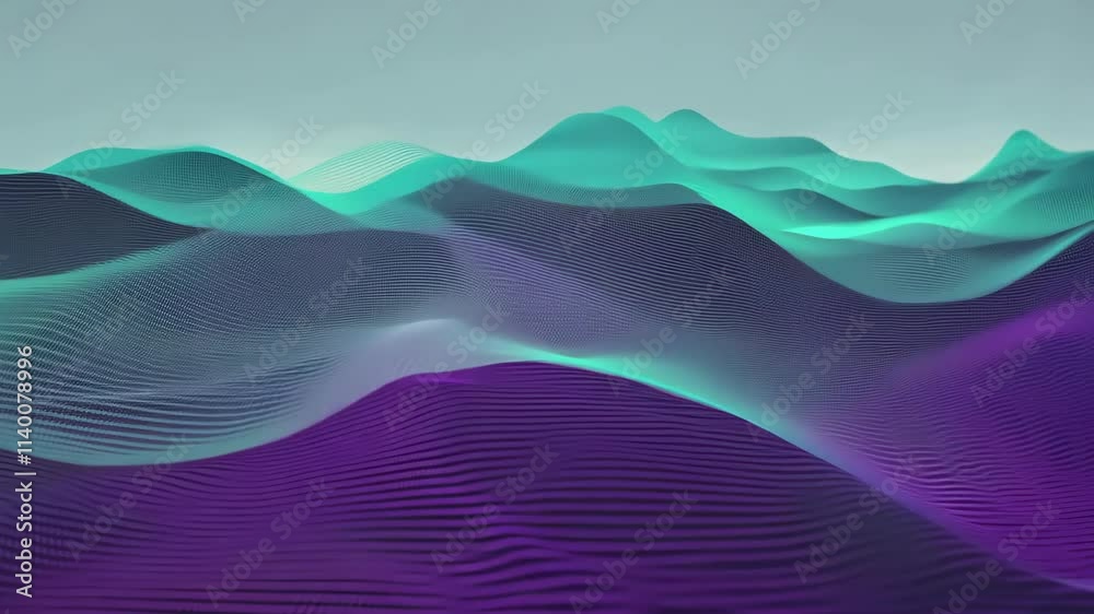 Aufkleber exploring digital landscapes with flowing hills and vibrant colors in a serene environment