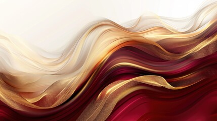 Obraz premium Flowing Elegance: Abstract Waves of Gold and Burgundy