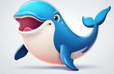 A cute and colorful cartoon-style whale with smooth