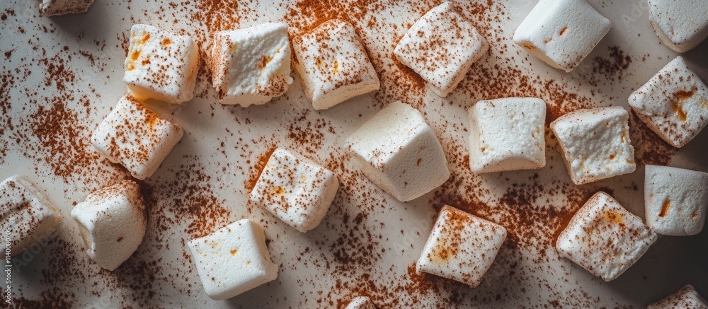 Aufkleber handmade apple marshmallows sprinkled with cinnamon on a rustic background showcasing a delicious go