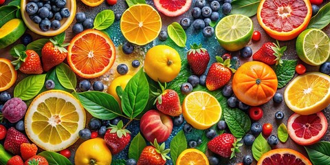 Vibrant Summer Fruit and Berry Medley A Colorful Abundance of Nature's Sweetness