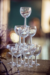Glasses of champagne on the bar