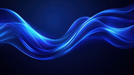 Obraz premium Abstract blue waves on a dark background, conveying motion and fluidity.