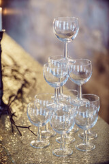 Glasses of champagne on the bar