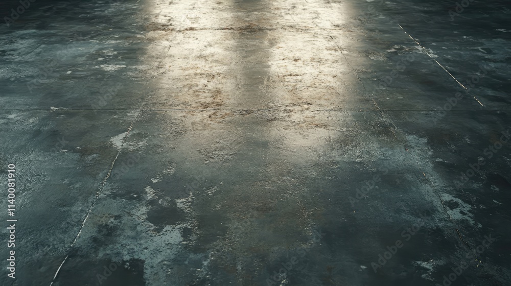 Aufkleber Concrete floor texture with reflections showcasing a weathered and industrial background ideal for design and architectural projects.