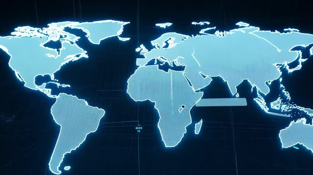 Detailed world map visualizing countries and continents with distinct outlines and labels for geographic features