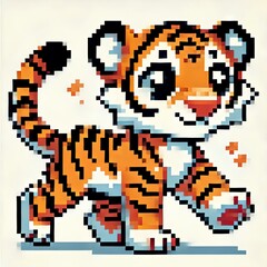 Simple Tiger Pixel Art