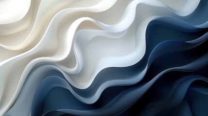 Fototapeta premium Abstract Flowing Waves of Blue and White: A Serene Digital Art Piece