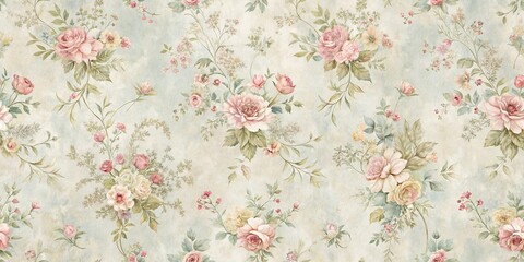 Elegant Pastel Rose Floral Pattern Design for Textile and Wallpaper