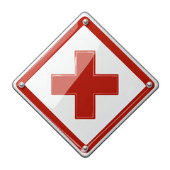 Obraz premium Identify safe path to nearby hospital flat traffic sign symbol in urban environment clean design for easy navigation