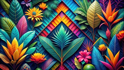 Modern Geometric Tropical Wallpaper Designs - AI Art