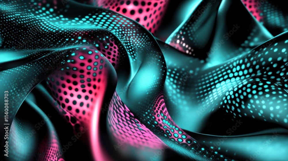 Poster Abstract fabric texture with vibrant colors and patterns.