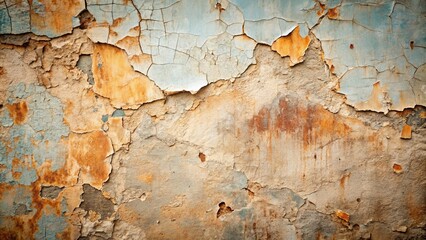 Obraz premium Textured Wall with Peeling Paint and Rust Showing Age and Decay