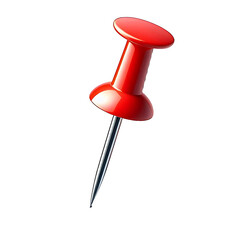 Red Push Pin Isolated on Transparent Background