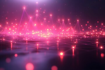 sztuczna inteligencja, sieci neuronowe, abstrakcja, AI, technologie cyfrowe, gradienty, linie połączeń, wirtualna przestrzeń, świat cyfrowy, dynamiczne motywy, pulsujące światła, futurystyczna technol