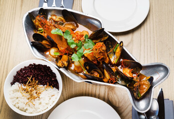 seafood dish in the cafe