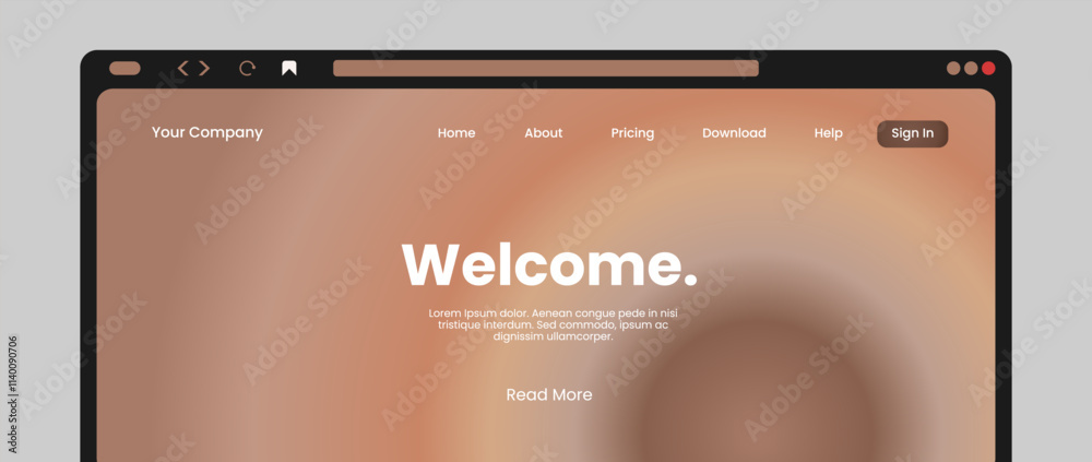 Wall mural website banner template with abstract gradient mocha mousse colors. landing page illustration