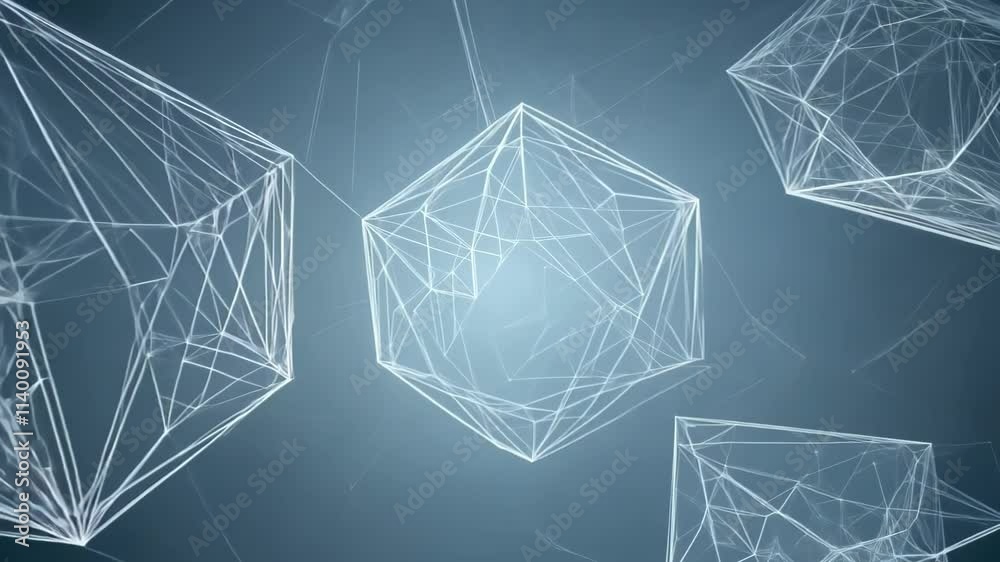 Poster exploring abstract digital shapes and patterns in a mesmerizing visual display