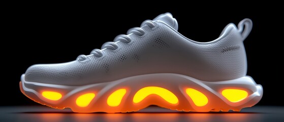 Obraz premium Glowing Athletic Shoe Modern Sneaker Design Running Footwear Sports Fitness
