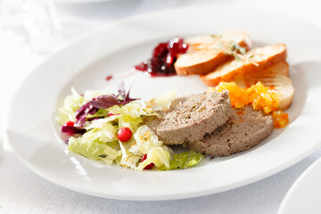 Foie gras pate on Christmas table