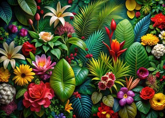 Fototapeta premium Tropical Floral Wall Art - Elegant Designs, Vibrant Colors