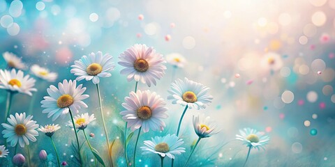 Enchanted Meadow of Delicate White Daisies with Soft Bokeh Background