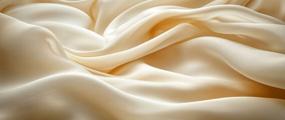 Obraz premium Smooth, flowing silk fabric in soft cream tones.