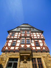 Old historical buildings in the city center of Fritzlar.
