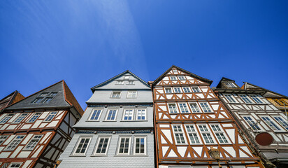 Old historical buildings in the city center of Fritzlar.
