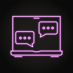 Online chat neon line icon