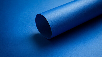 A blue paper roll on a textured blue background.