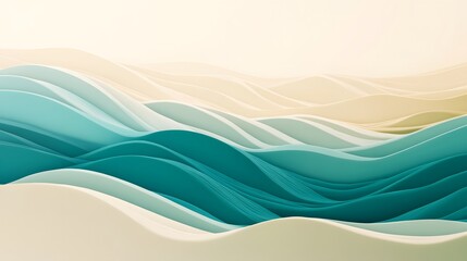Obraz premium Flowing Waves: Relaxing Teal and Sand Gradients for Peaceful Designs