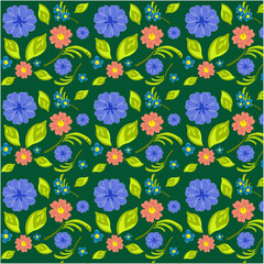 Flower flat pattern. Floral design background. Vector flower ornament.