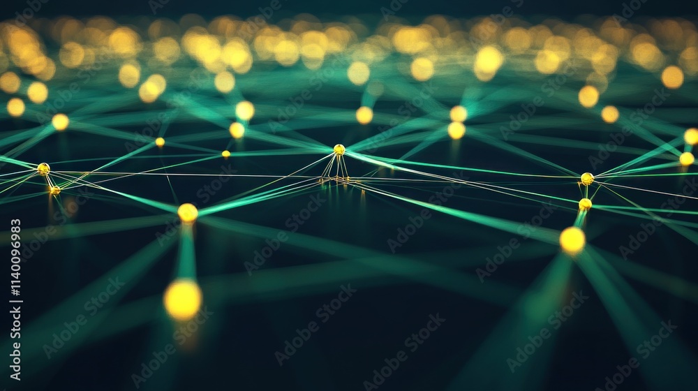 Aufkleber Abstract representation of interconnected nodes and lines, symbolizing networks and technology.
