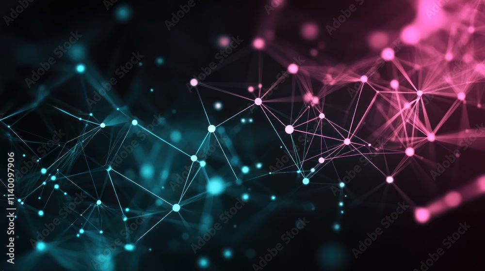 Aufkleber Abstract representation of interconnected nodes and lines, symbolizing data and technology.