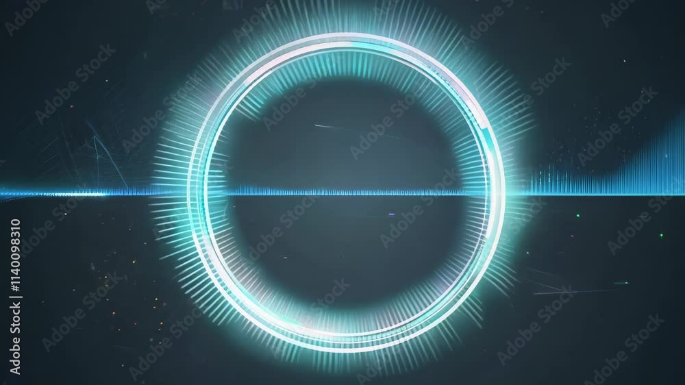 Poster visual representation of sound waves created with digital audio technology in an abstract setting