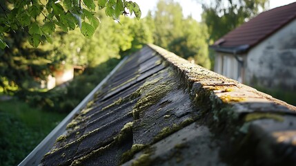 Moss-Covered Roofline: A Glimpse of Rustic Charm