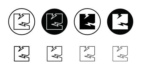 Crack icon Thin line flat illustration