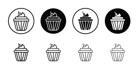 Cupcake icon Thin line flat illustration