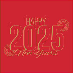Elegant 2025 Happy New Year Red and Gold Celebration Design